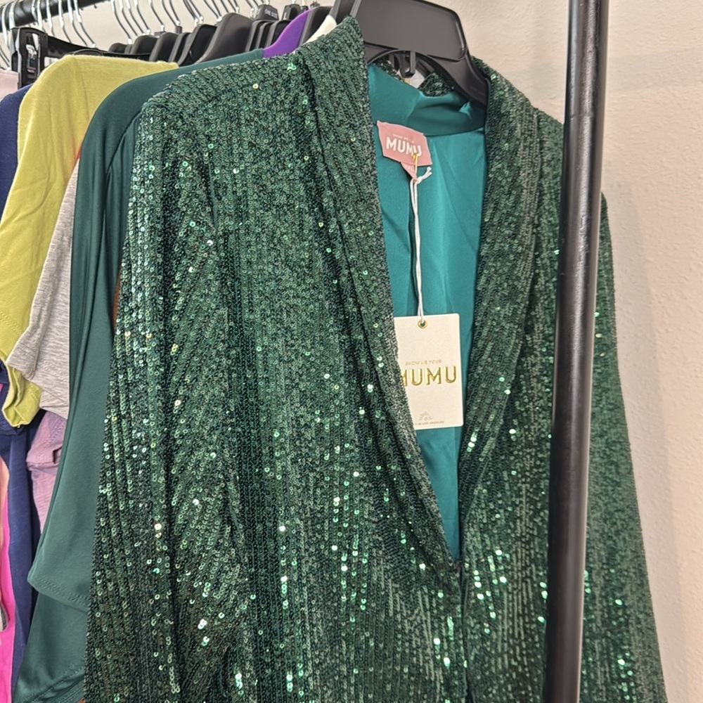 Show Me Your Mumu Emerald Sequins Dance Blazer XXL - Picture 5 of 6
